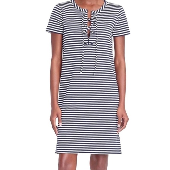 J.Crew Blue and White Striped Dress Size M - Picture 1 of 16